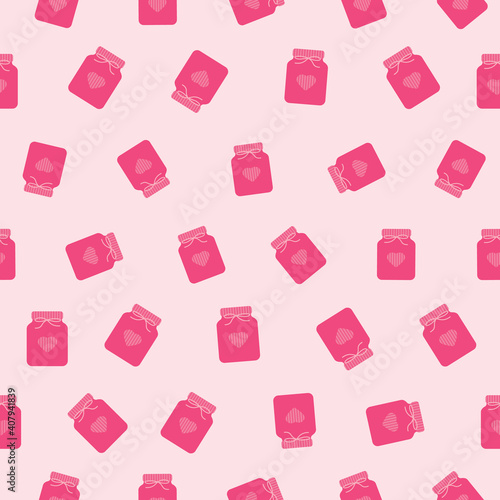 Cute Seamless Pattern with Love Heart on Mason Jar. Perfect for Valentines Day Theme.  © Leaf2Tree Studio