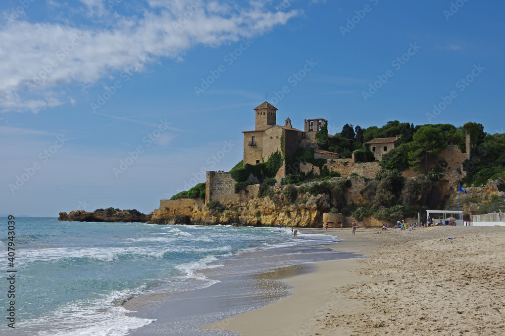 Castle on the beach, beautiful scenery, Tamarit, Altafulla, Spain