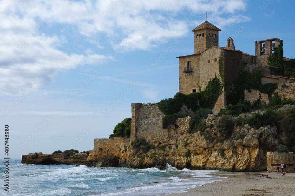 Castle on the beach, beautiful scenery, Tamarit, Altafulla, Spain