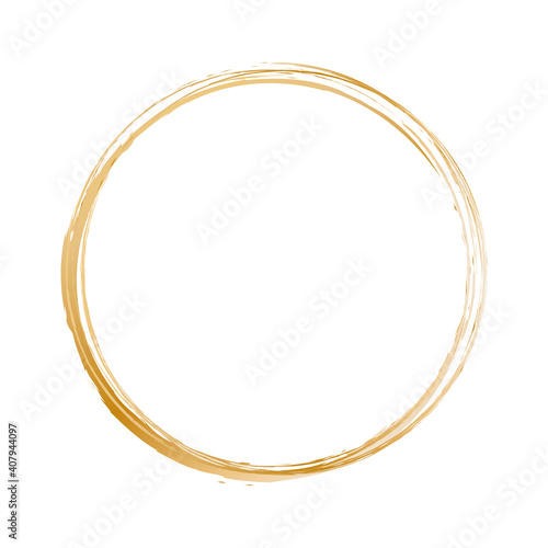 gold round frame banner isolated on white background 