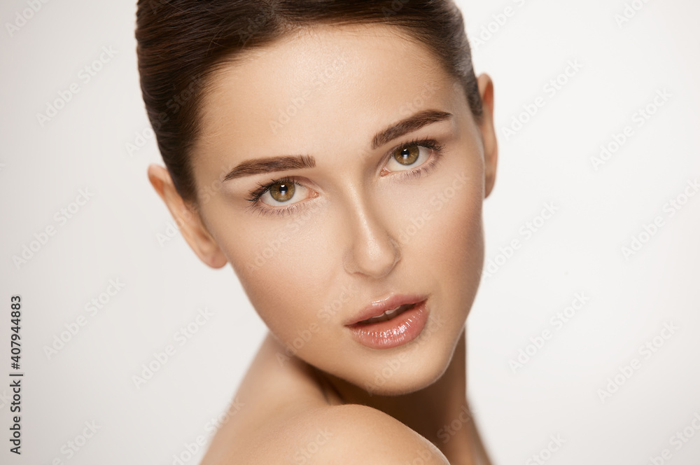 close-up portrait of stunning female with perfect skin close-up portrait of stunning female with perfect skin
