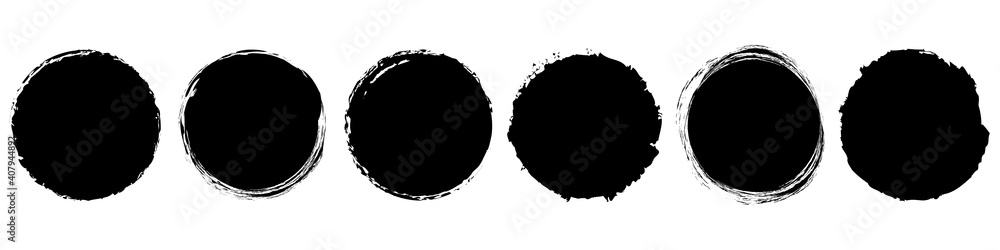 round brush painted ink stamp circle banner on white background round brush painted ink stamp circle banner on white background