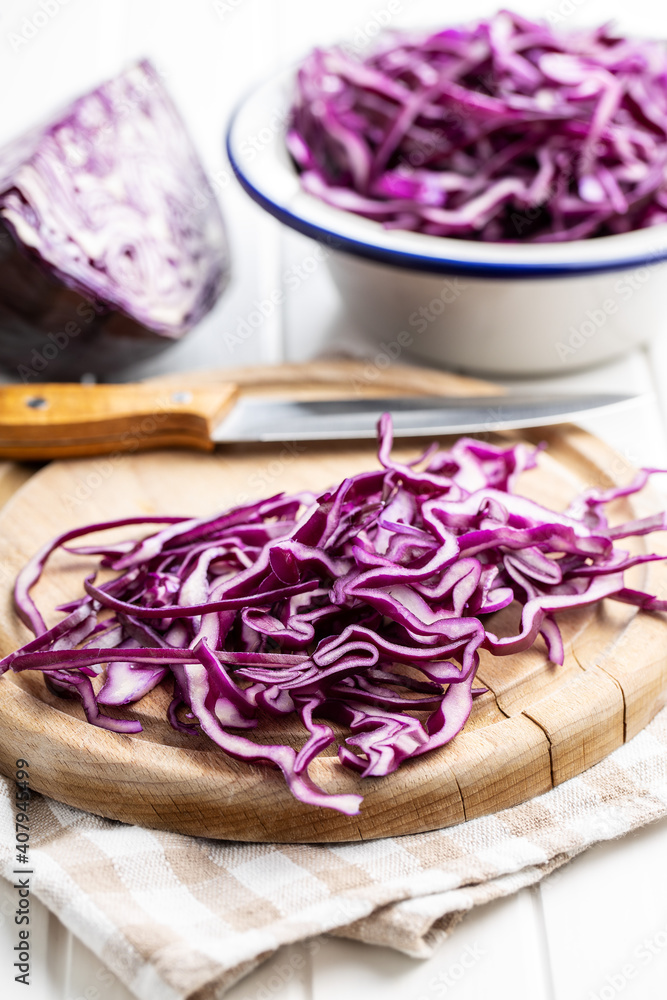 Sliced fresh red cabbage