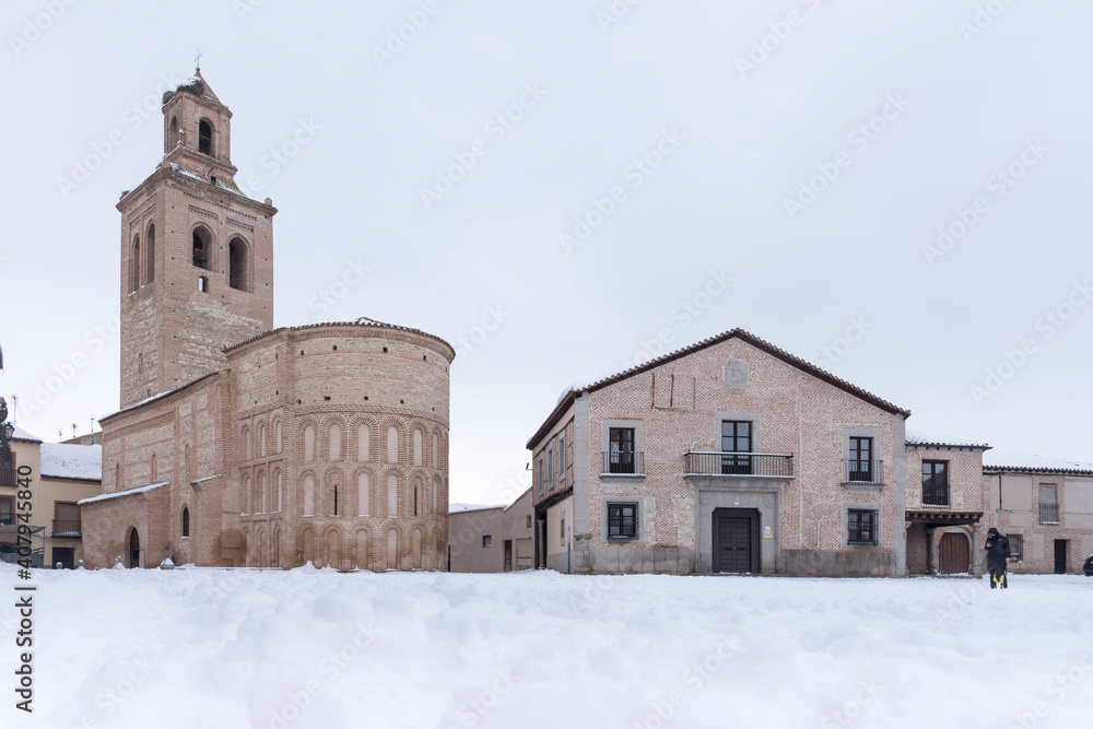 Beautiful scenery of Castle of Leon in Avila Spain Europe during the winter