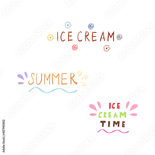 Doodle summer  ice cream lettering  set. hand drawn of a kite isolated on a white background. Vector illustration