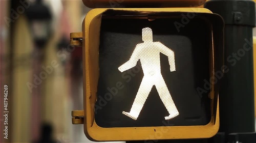 Crosswalk Light in Buenos Aires, Argentina. Close Up. 4K Resolution.