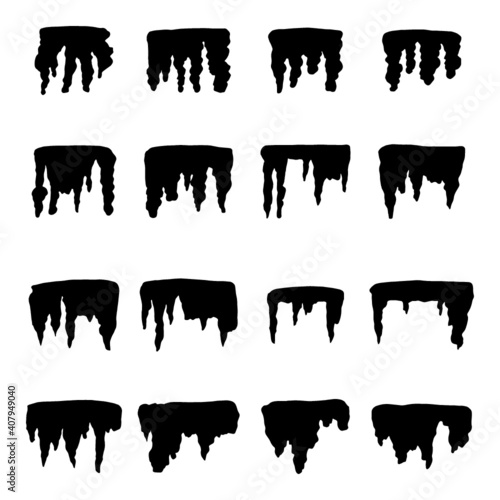 stalactites vector. set of illustrations
