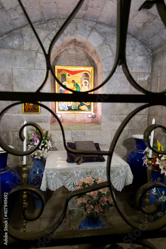 Jerusalem, Israel, January 29, 2020: Bethesda at St. Anne Church Jerusalem. Fragment of the interior