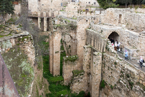 Bild auf Leinwand Pools of Bethesda near Church of Saint Anne. Jerusalem