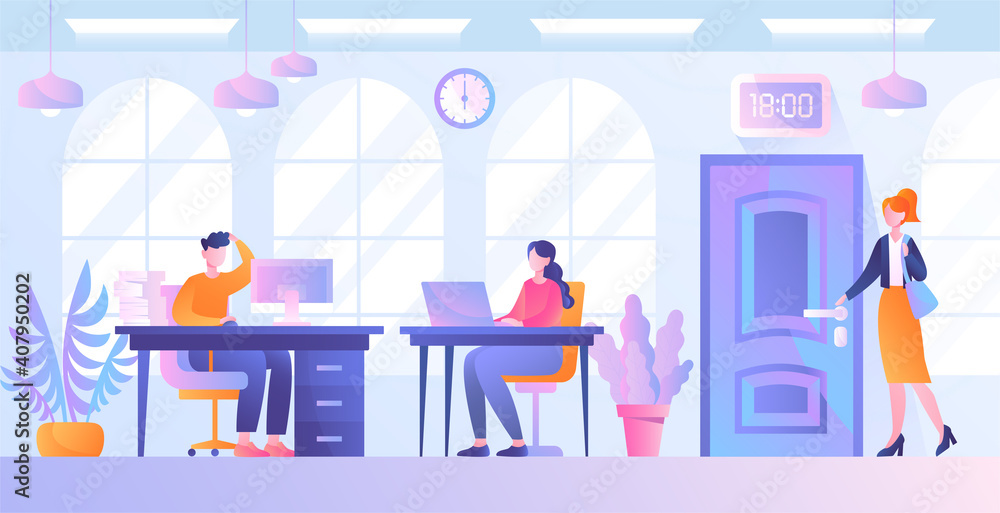 End of the working day in office concept End of the working day in office concept
