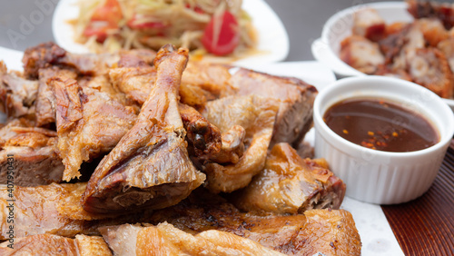 Roasted duck, salt, crispy ...