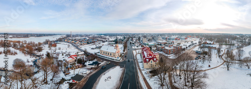 Aerial Panorama view of the Kekava city in Latvia in winter photo