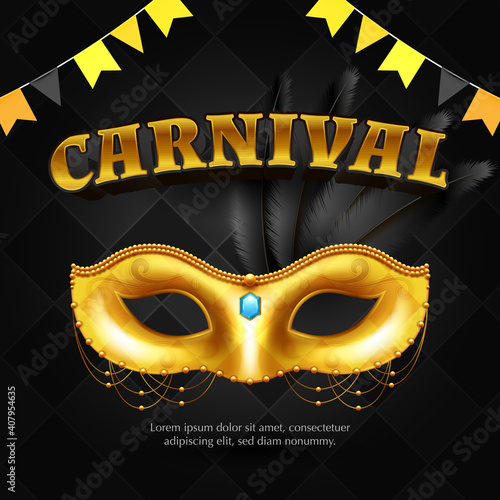 Carnival background with mask and garlands
