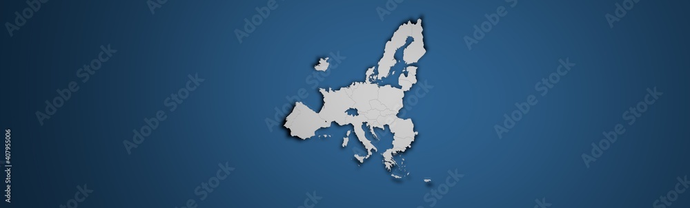 Map of the European Union on blue Background banner