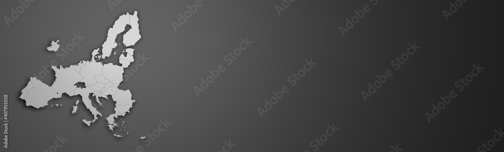 Map of the European Union on grey Background banner Map of the European Union on grey Background banner