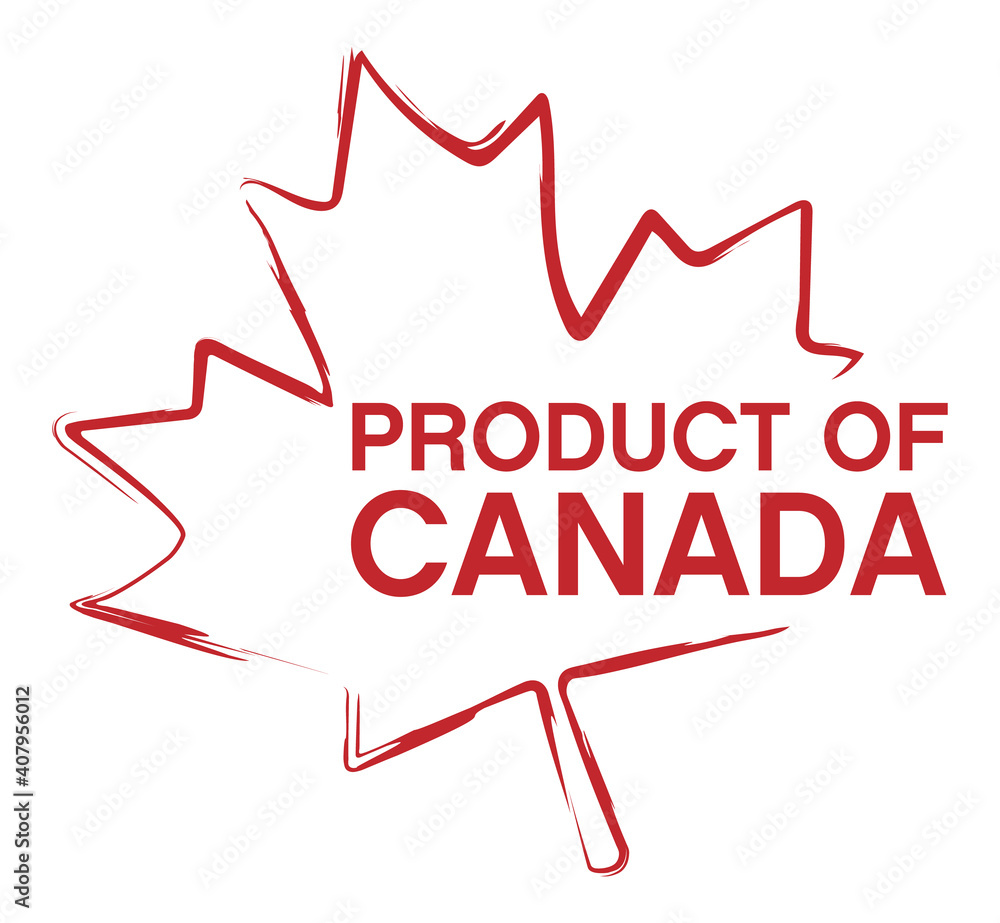 Fototapeta premium Product of Canada with maple icon label badge logo sticker in for Canada-made products and packaging 