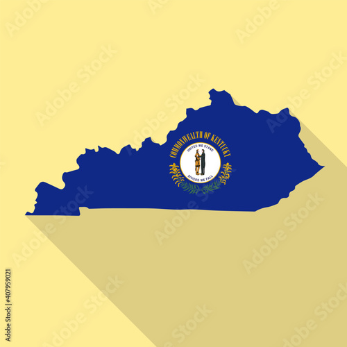 Kentucky flag vector map flat simple style long shadow background. Vector Illustration Kentucky flag map