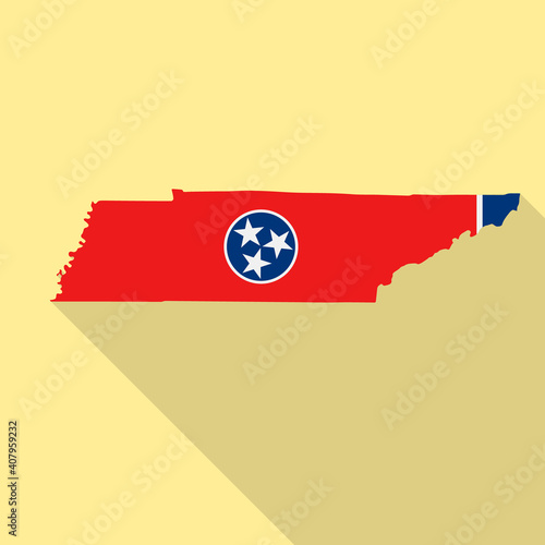 Free Download Tennessee flag vector map flat simple style long shadow background. Vector Illustration Tennessee flag map - GFXLoad