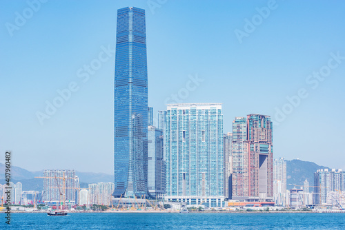 View of Hong Kong harbour by Kowloon. © serjiob74