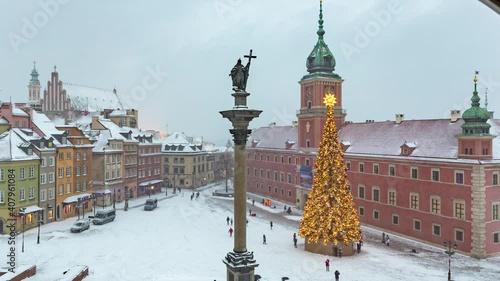 Zimowe plac Zamkowy, Warszawa, time-lapse 4K