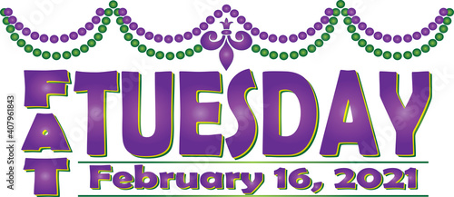 Canvas-taulu fat tuesday 2021 banner with beads