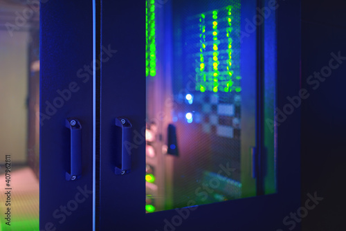 A cold aisle containment system in the datacenter.