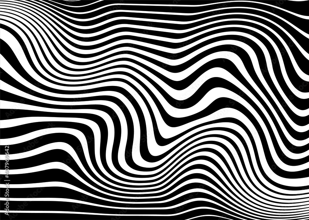 Modern striped black and white wavy line pattern. Trendy vector background for poster, printing, web design, social networks Modern striped black and white wavy line pattern. Trendy vector background for poster, printing, web design, social networks