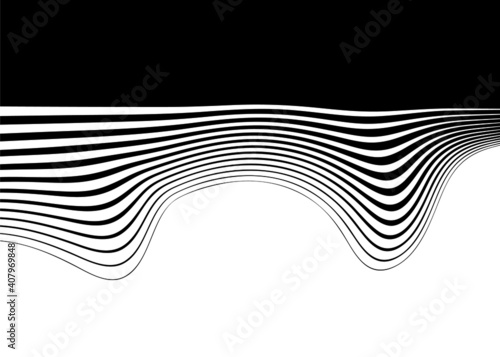 The transition from black to white wavy lines. Trendy vector background for poster, printing, web design, social networks