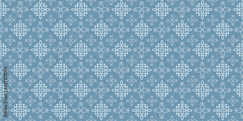 Decorative wallpaper in retro style. Blue shades of color. Seamless wallpaper texture