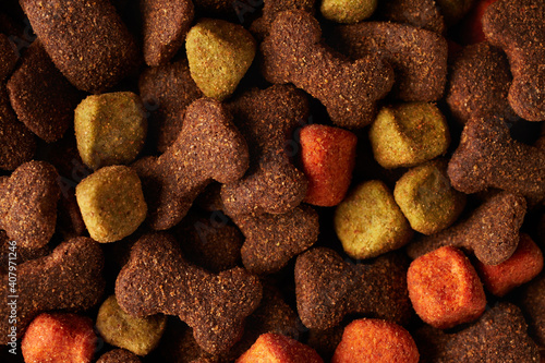 Closeup of dried dog food background