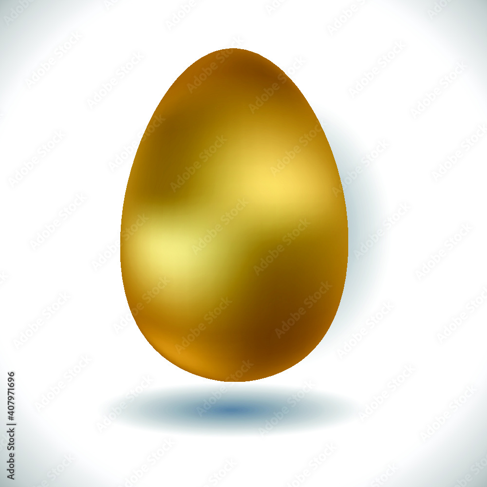 Metallic golden Easter egg with shadows isolated on white background. Easter-egg hunt design. Vector illustration Metallic golden Easter egg with shadows isolated on white background. Easter-egg hunt design. Vector illustration