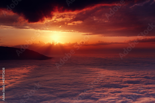 Panoramic view of the landscape of the Carpathian Mountains in Ukraine