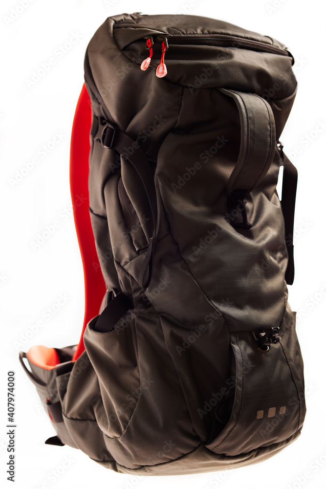 Close-up of a brown backpack isolated on white background Close-up of a brown backpack isolated on white background