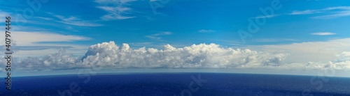 Blue waters of the Atlantic ocean by the horizon