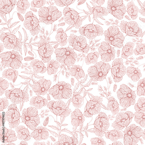 Flower Wild Poppy of Root Chakra pattern rose lines