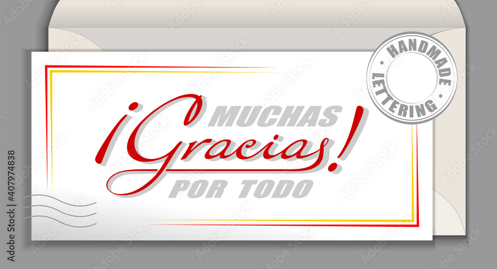 Handwritten Lettering In Spanish Language Muchas Gracias Por Todo 