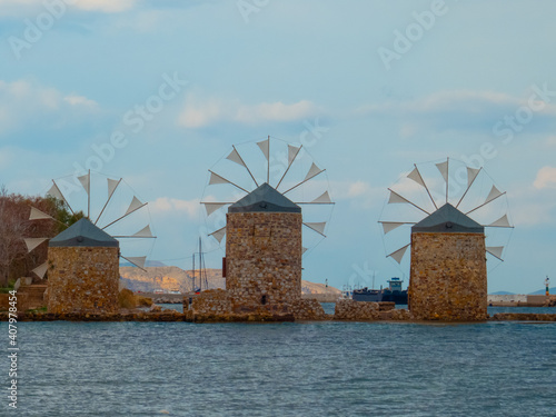 View of the windmills of Chios Island