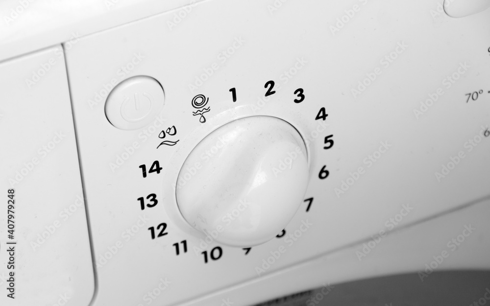 Closeup of the washing machine details Closeup of the washing machine details