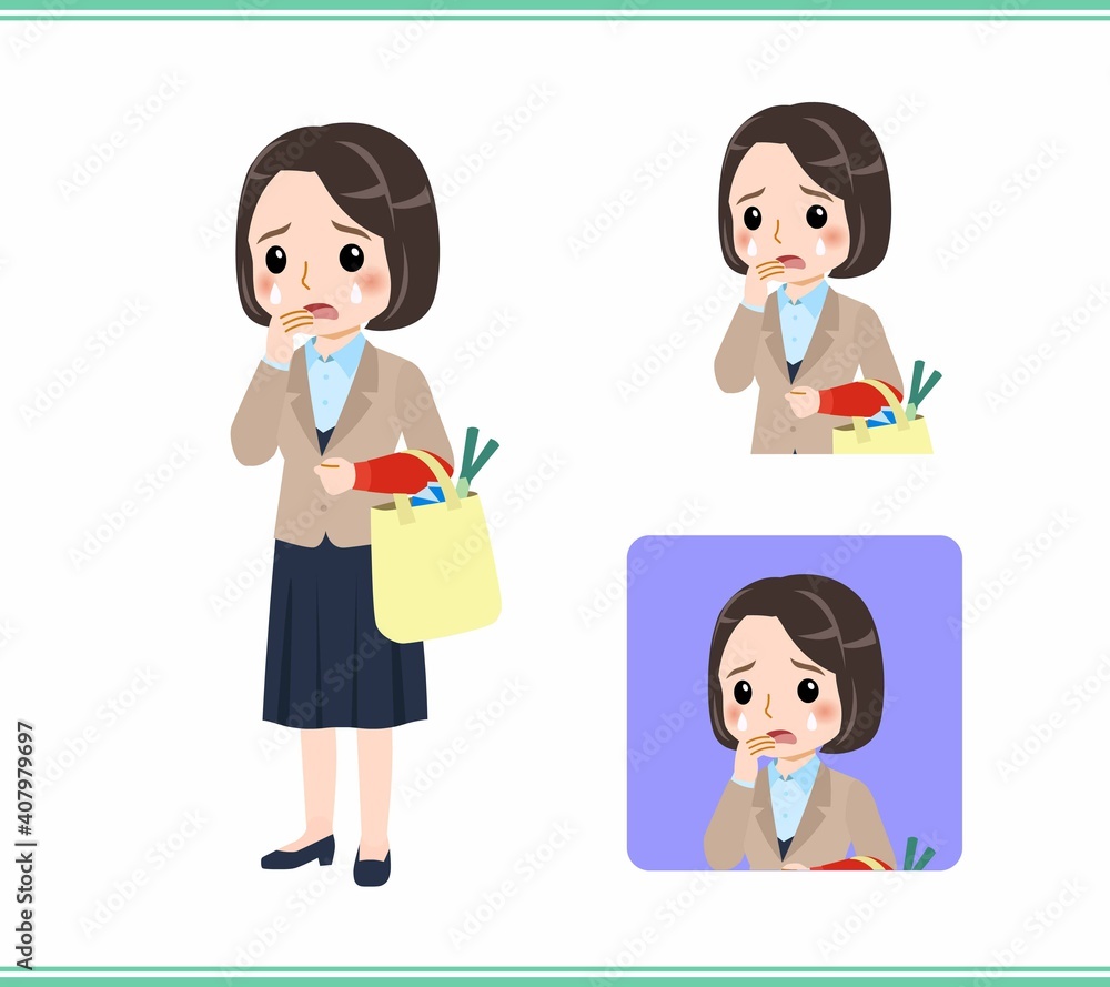 Young woman in beige suit