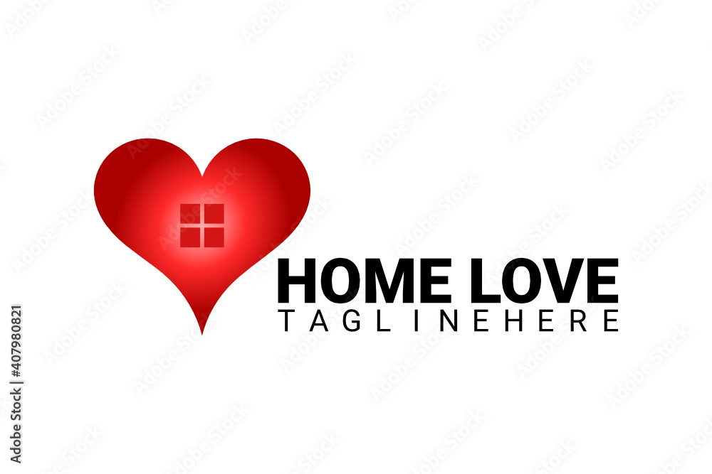 Vector logo element for real estate with heart and window illustration.