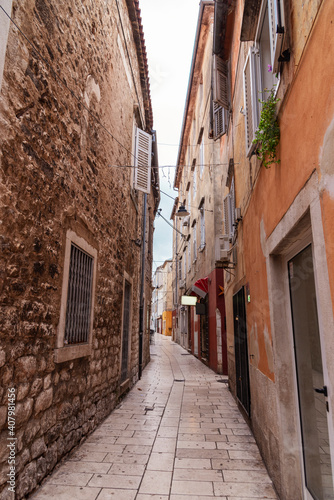 Narrow street of old town of Zadar  Croatia.
