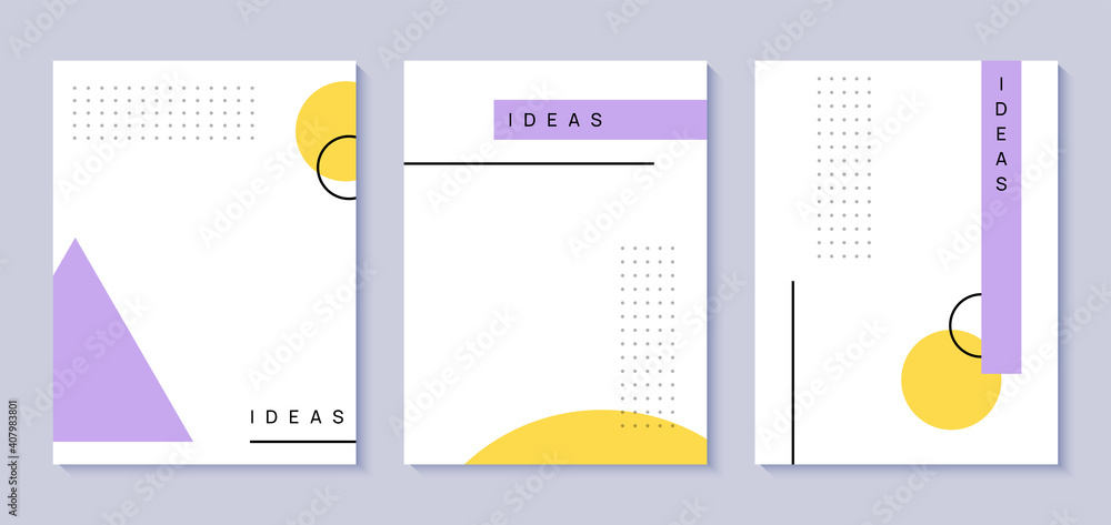 Set of memphis style covers with a minimal design. Cool geometric backgrounds for your design. Applicable for Banners, Placards, Posters, Flyers . Set of memphis style covers with a minimal design. Cool geometric backgrounds for your design. Applicable for Banners, Placards, Posters, Flyers .