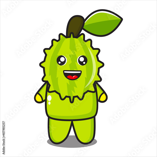 mascot durian fruit characters, cute durian fruit characters vector design eps 10