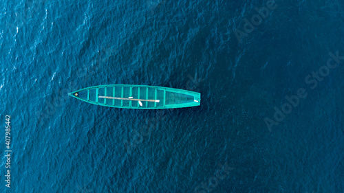 Boat in the Atlantic Ocean from a drone