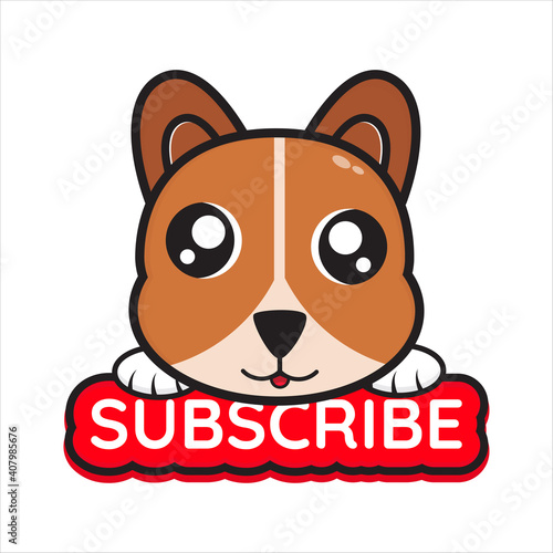 dog mascot with subscription, subscribe dog vector illustration eps 10