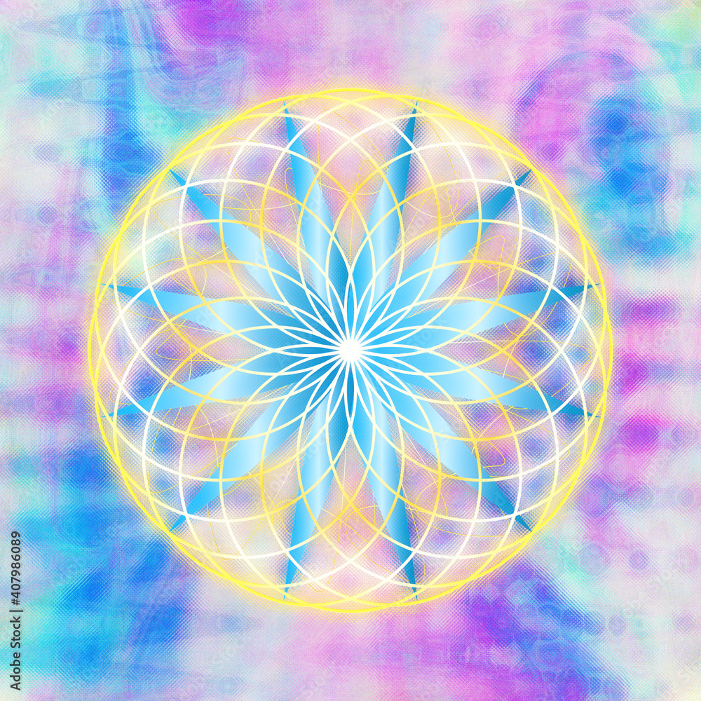 Obraz premium An abstract psychedelic starburst shape background image.