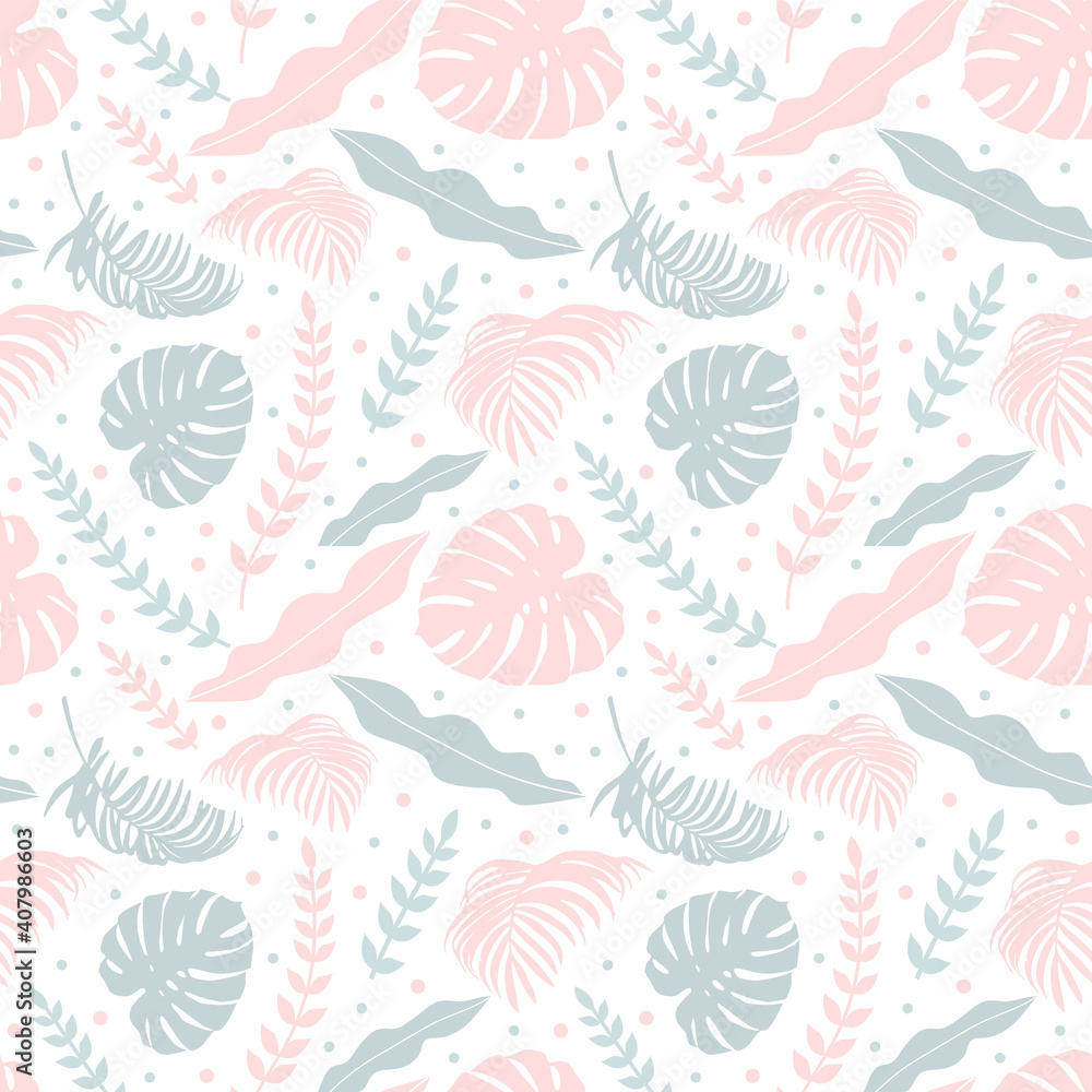 vector seamless pattern with monster and tropical plants vector seamless pattern with monster and tropical plants