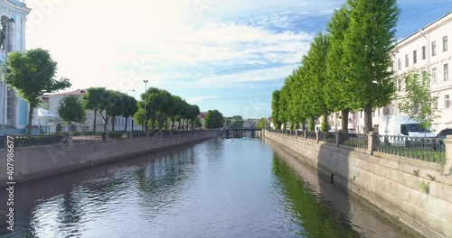 Kryukov Canal  in Saint Petersburg, Russia. Aerial view