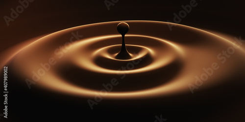 Closeup of a splash of hot chocolate. A drop of hot chocolate at the moment of falling close-up 3D render.