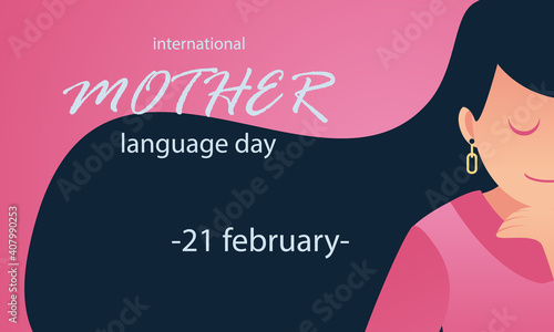 illustration of international mother language day, with a pink background,